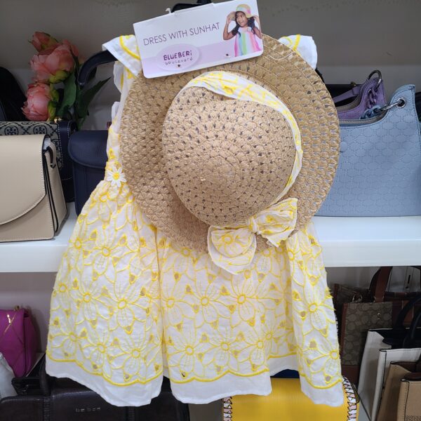 ROBE PRINCESSE + CHAPEAU DRESS WITH SUNHAT JAUNE 2 ANS