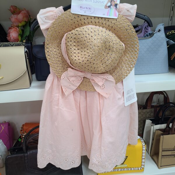 ROBE PRINCESSE + CHAPEAU DRESS WITH SUNHAT ROSE 4 ANS