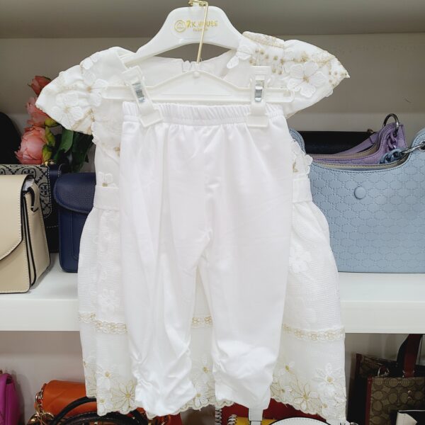 COMPLET ROBE + PETIT PANTALON COLANT BLANC