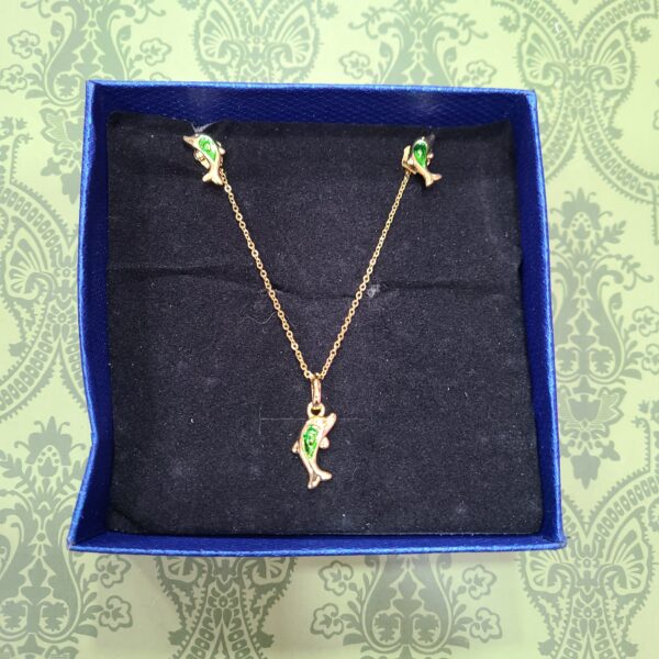 CHAINE & BOUCLE ENFANT MEDAILLE DOPHIN VERT