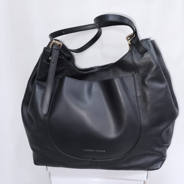 SAC A MAIN EN CUIR TUSCANI LEATHER NOIR