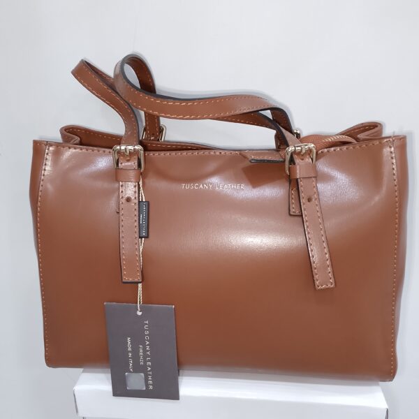 SAC A MAIN EN CUIR TUSCANI LEATHER MARRON