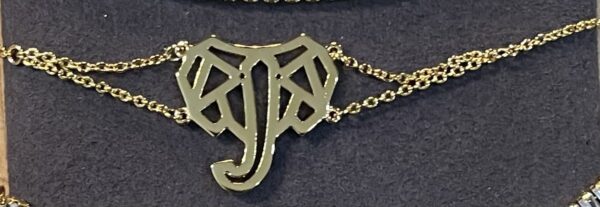 Bracelet en or plaqué avec tête d'éléphant 6H13S-BX