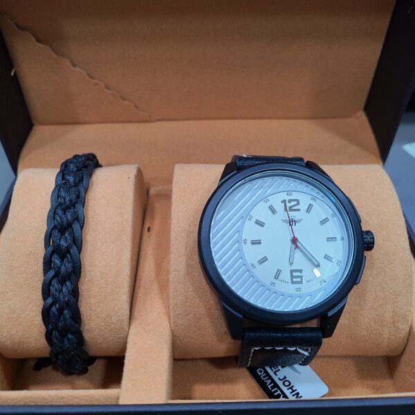 MONTRE NOIRE HOMME + BRACELET MICHAEL JOHN