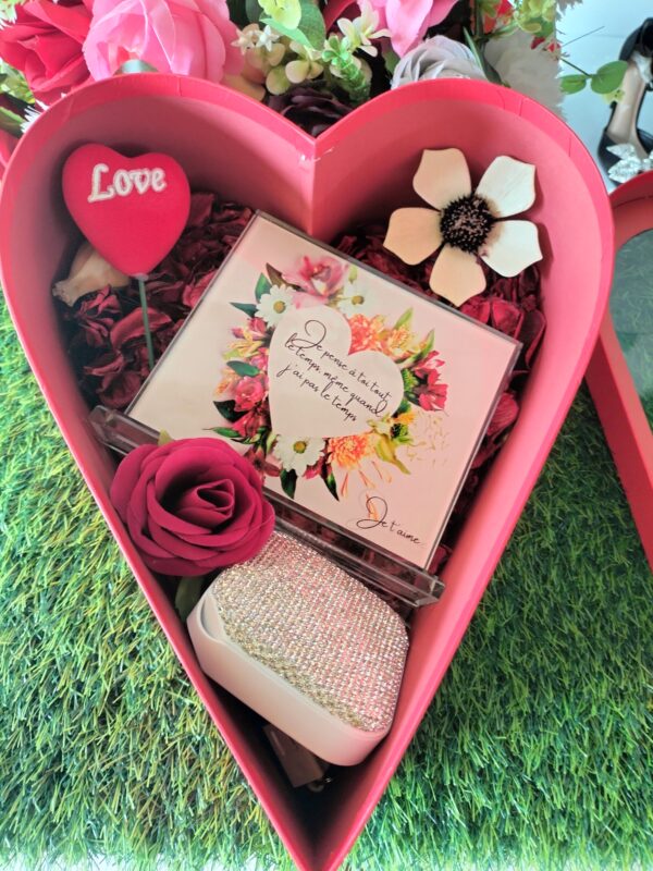BOX CRYSTAL "LETTRE D'AMOUR" + FLEUR + POWER BANK
