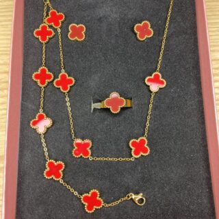 BX CHAINE + BOUCLE  + BAGUE ROUGE