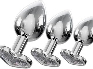 lot de 3 Plug Anal métallique en Coeur