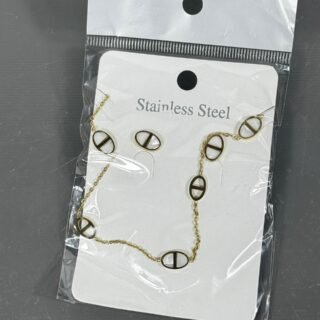 Ensemble Collier & Boucles – Ovale Minimaliste Blanc (Acier inoxydable)